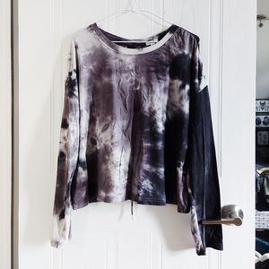Tie-dye laced up back long sleeve shirt
